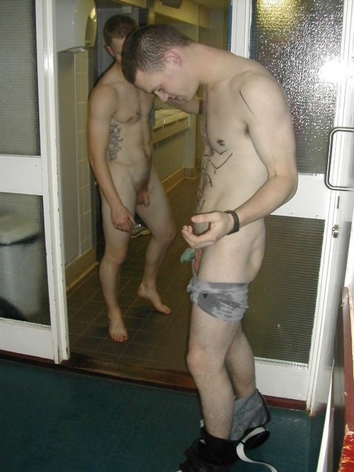 straight shower Naked men