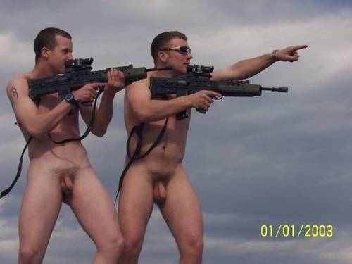Straight Army Boys With Guns