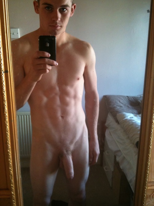 Straight Uncut Guy Naked with Phone