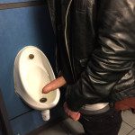 Guy showing on the toilet