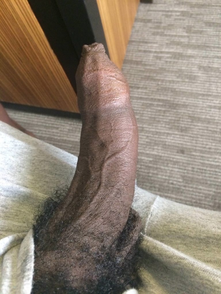 Dark uncut veiny cock