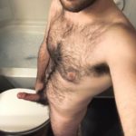 Naked selfie in the bathroom with hairy pubis
