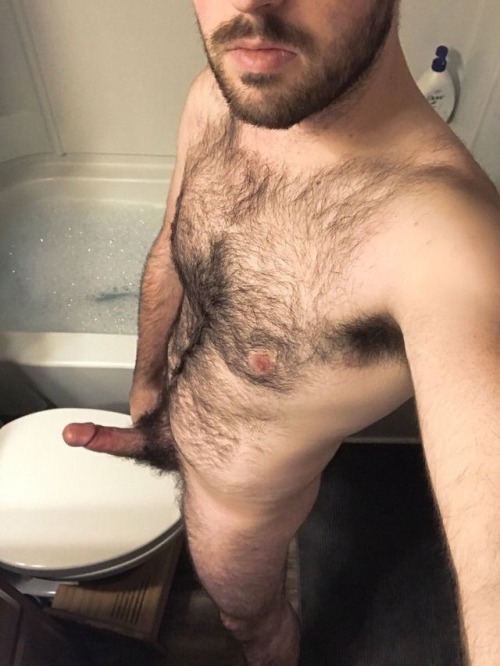 Naked selfie in the bathroom with hairy pubis - Amateur Straight Guys Naked  picture