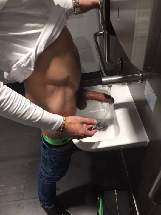 Washing my dick in a public bathroom