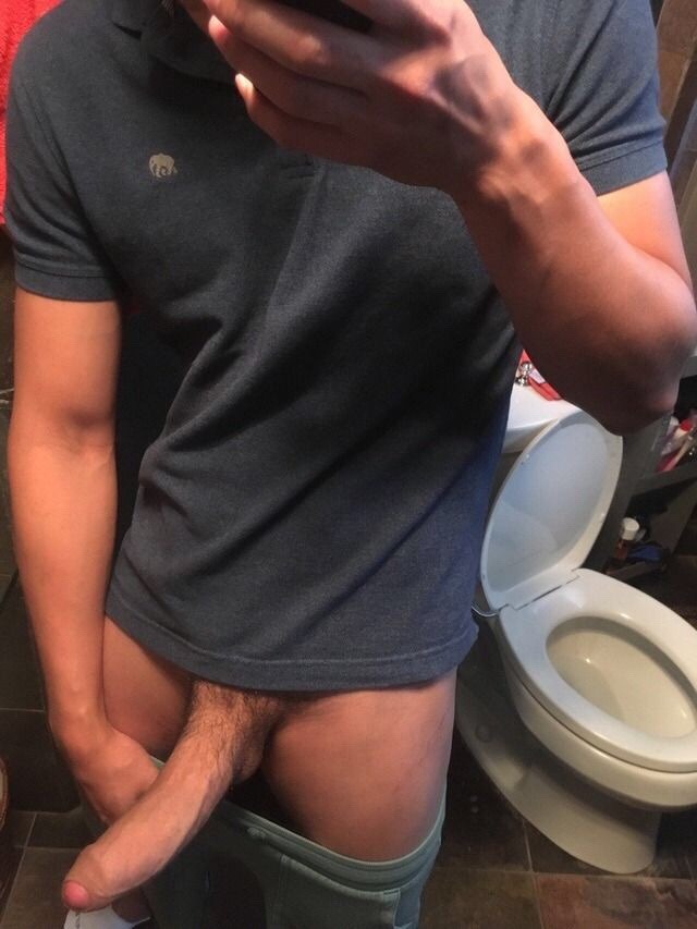 Huge Toilet Cock - Selfie in the bathroom, pants down and my huge cock ...