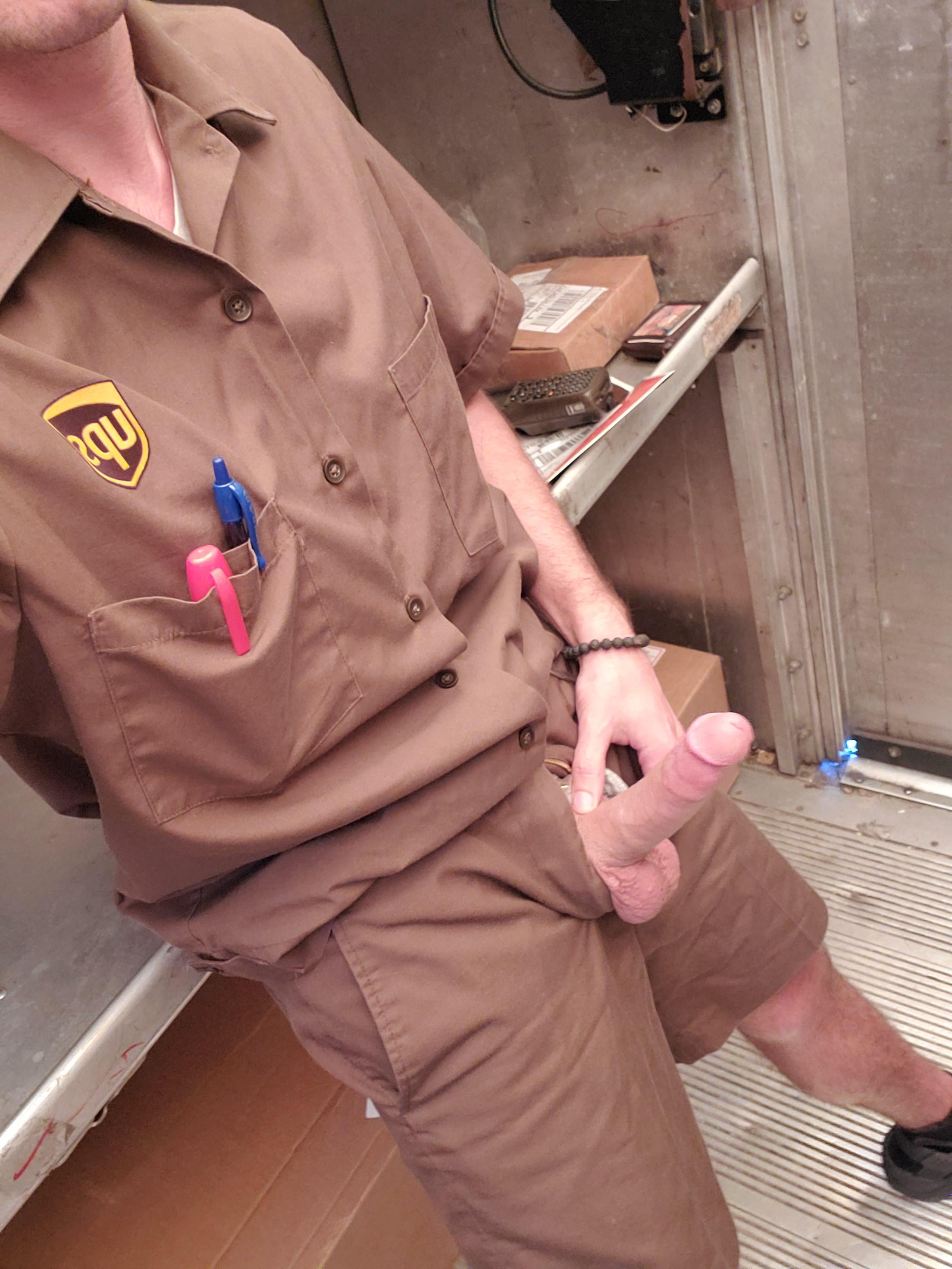 UPS guy shows cock
