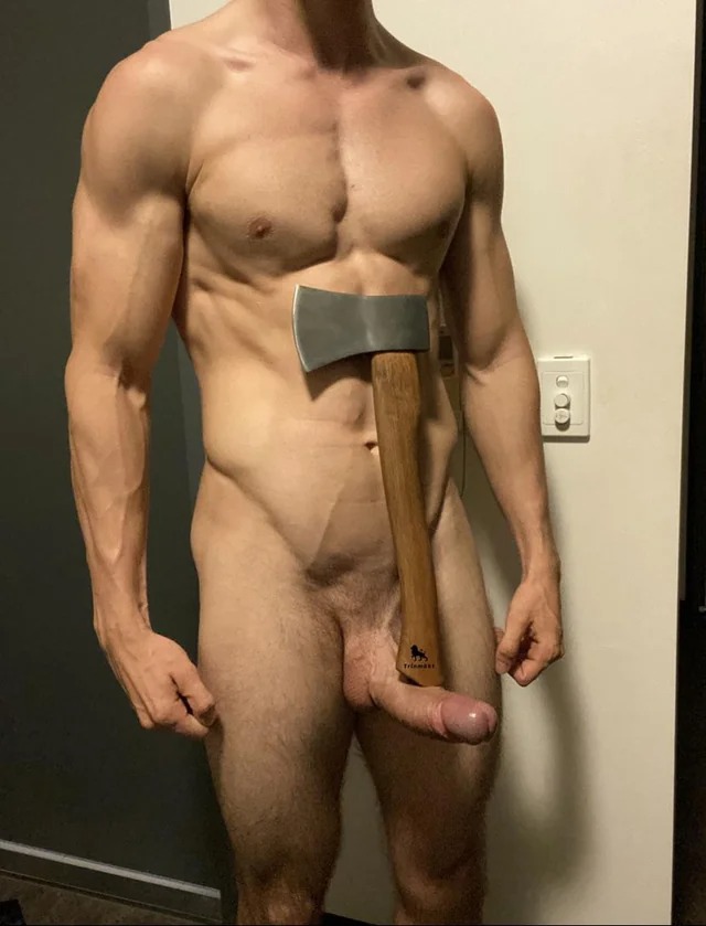 Cock holding an axe