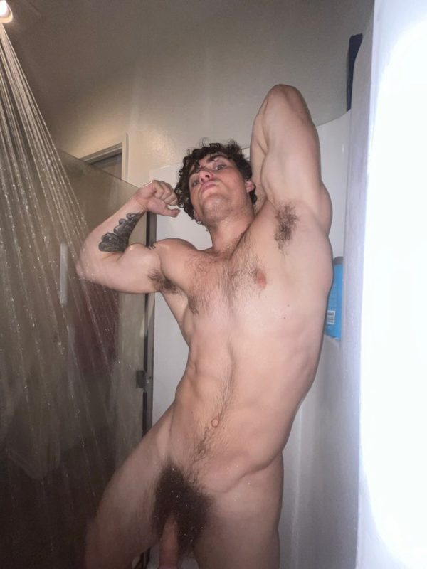 Sensual Naked Shower Session with Ripped Stud
