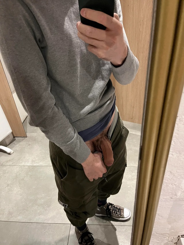 Just showing off my foreskin at a restroom